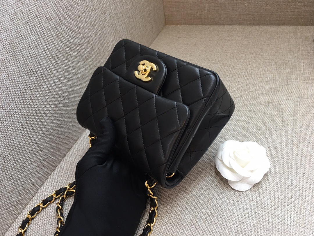 Mini Classic Flap Lambskin Bag A01115 Black/Gold